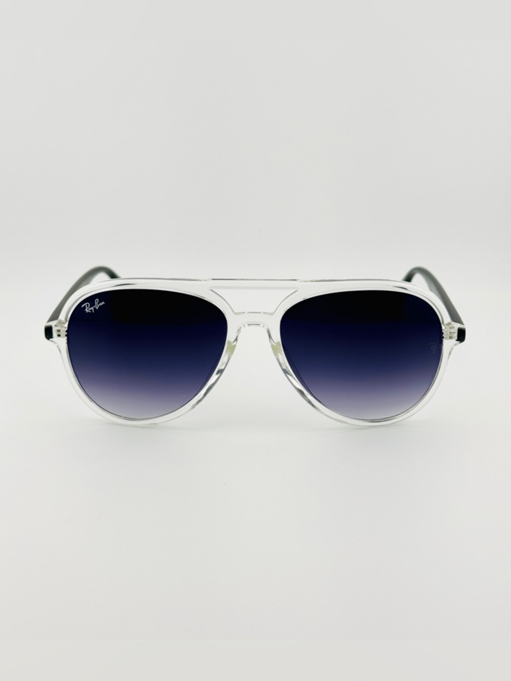 Ray-Ban Aviator Sunglasses RB4376 Transparent Frame with Gradient Dark Gray Lens - Picture 7 of 16